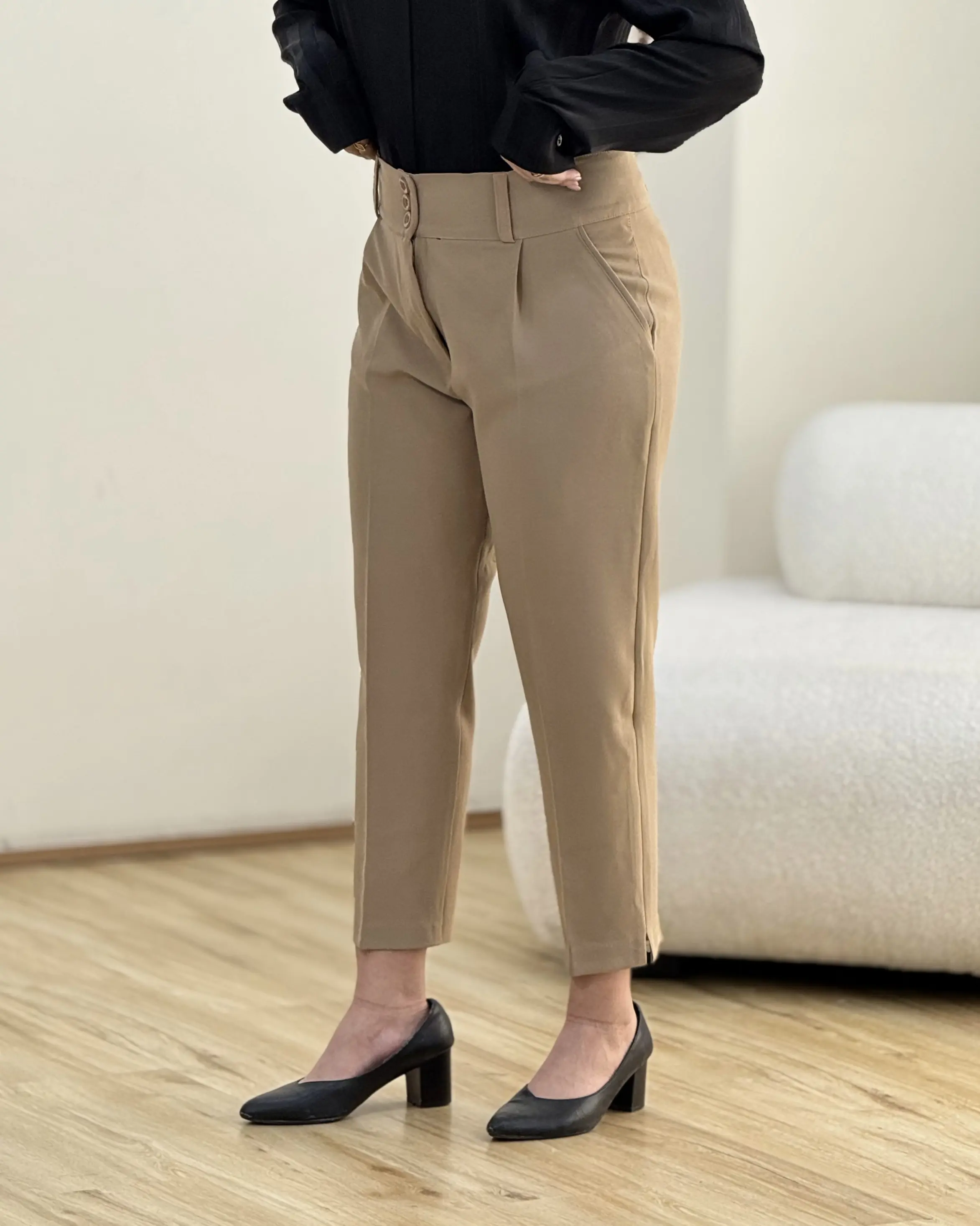 شلوار پارچه ای راسته چاکدار
