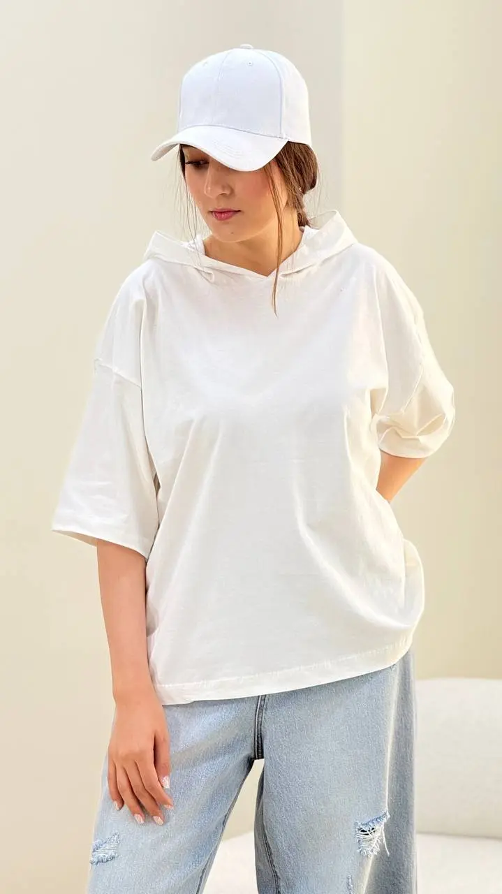 تیشرت باکسی کلاهدار