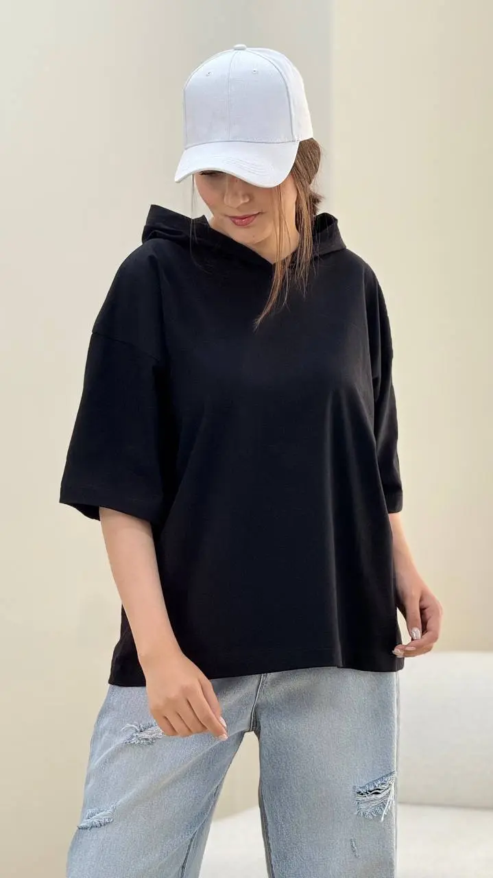 تیشرت باکسی کلاهدار