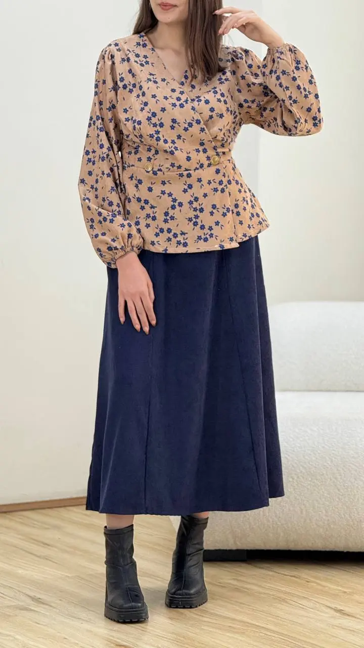 ست شومیز و دامن گلدار