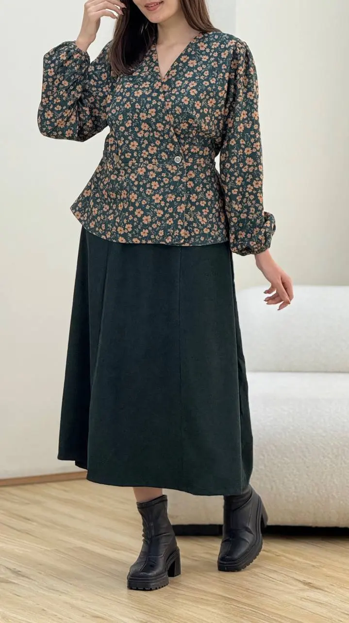 ست شومیز و دامن گلدار