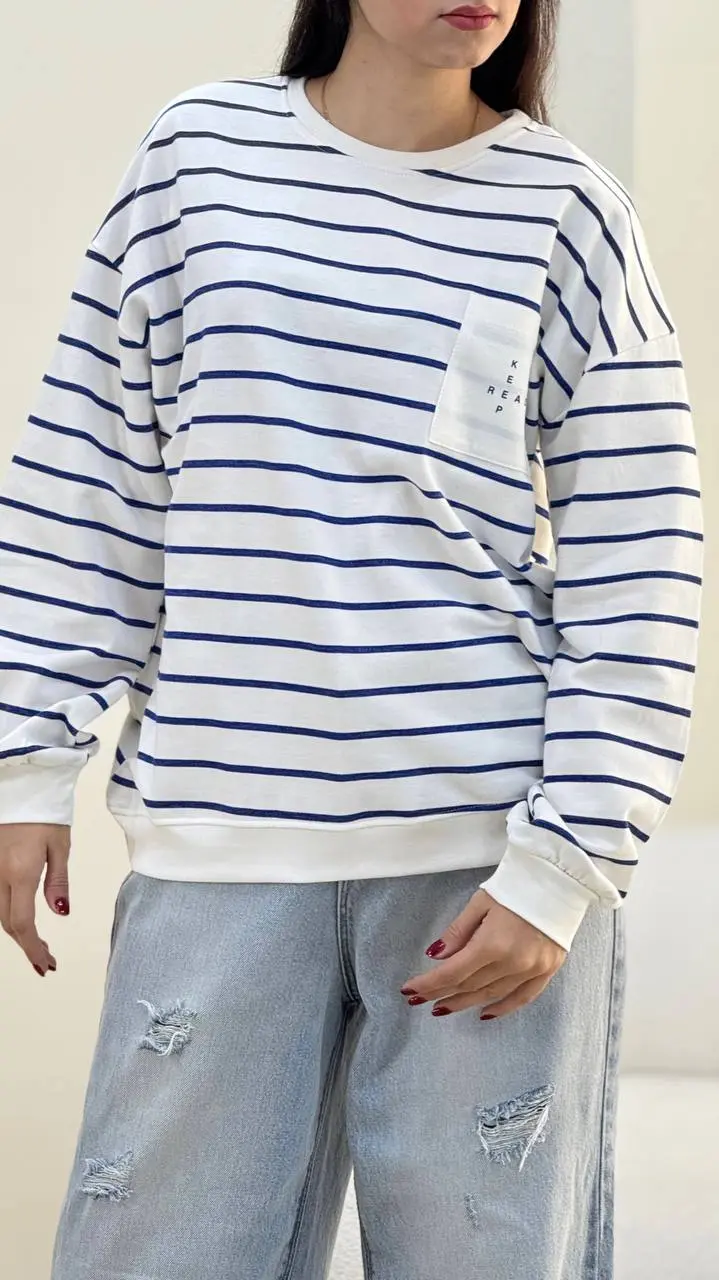 بلوز راه راه تک جیب