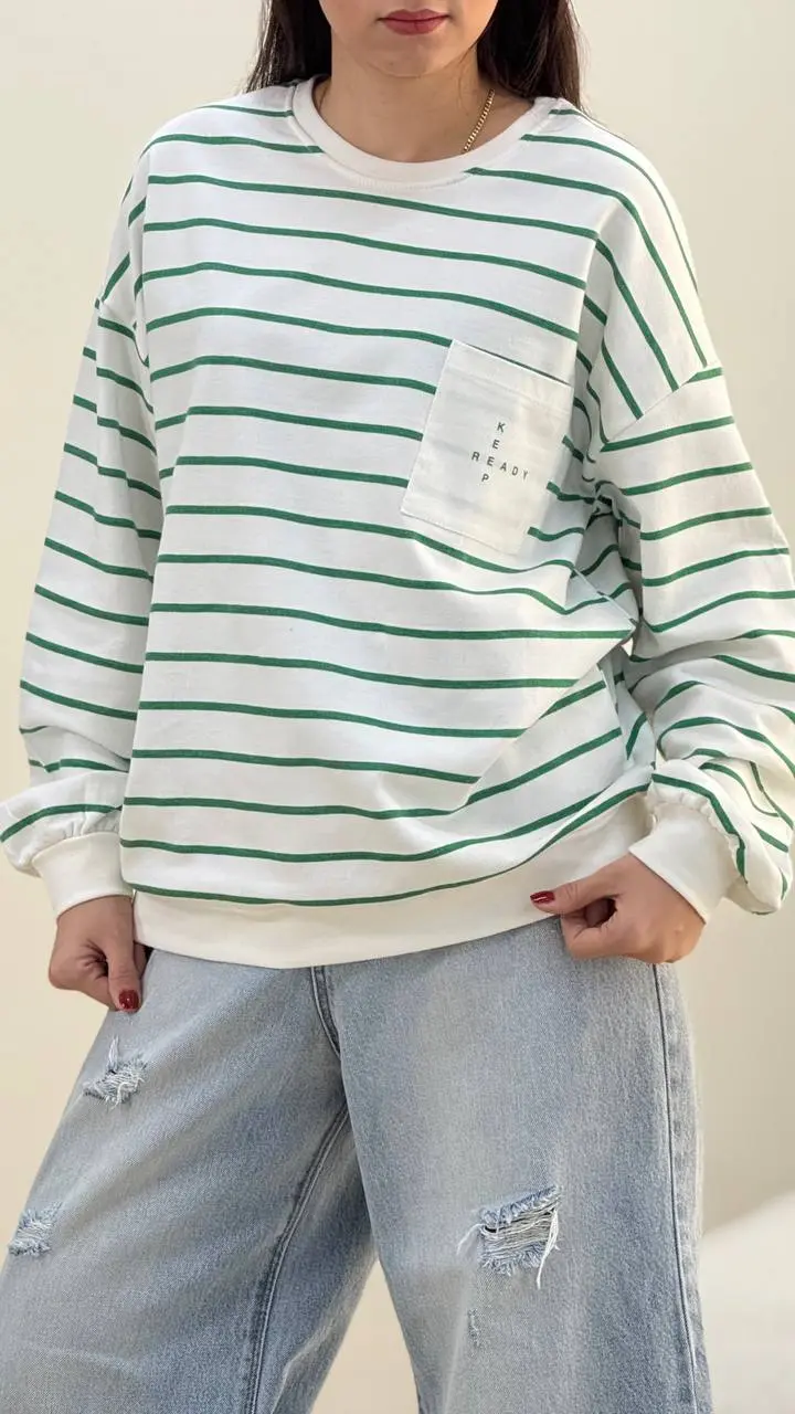 بلوز راه راه تک جیب