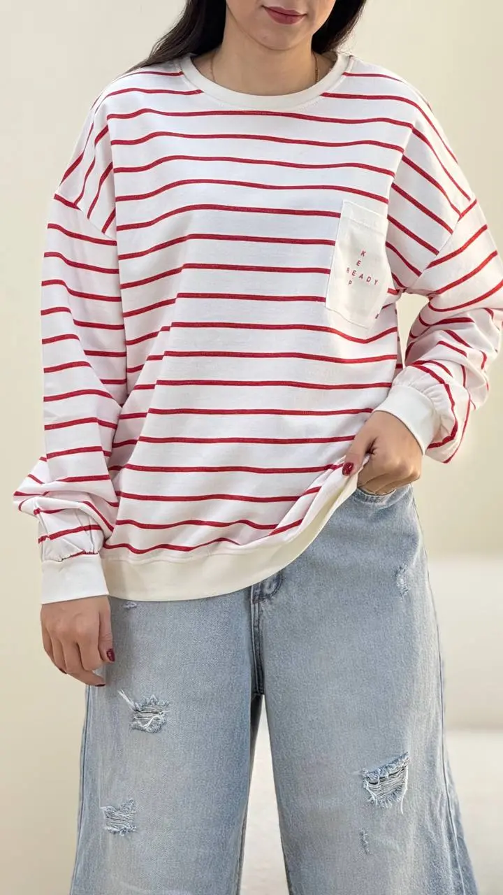 بلوز راه راه تک جیب