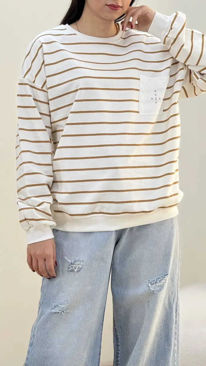 بلوز راه راه تک جیب