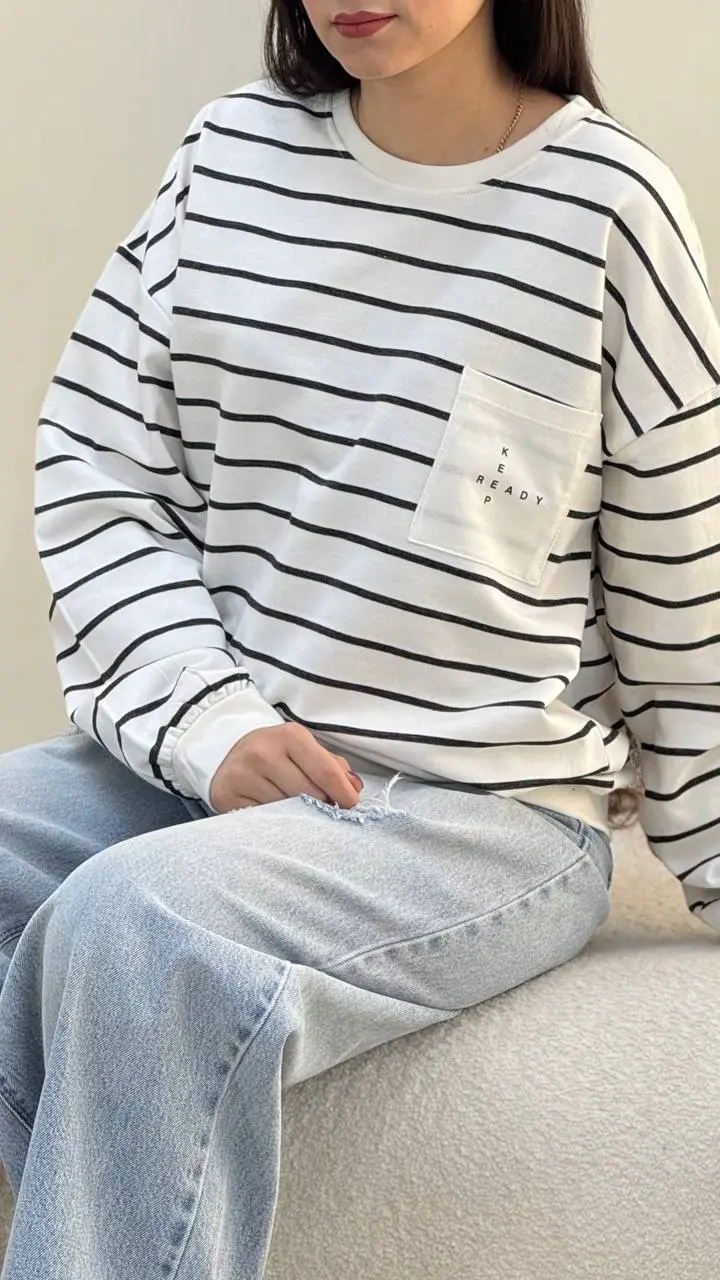 بلوز راه راه تک جیب